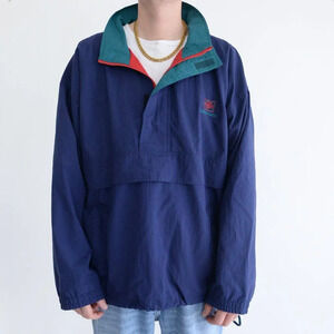 VTG 90S Gear For Sports Navy Green Half Zip Pullover Nautical Windbreaker Jacket